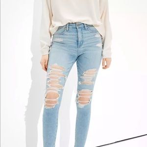American Eagle Jeggings Crop Ripped Jeans Size 00